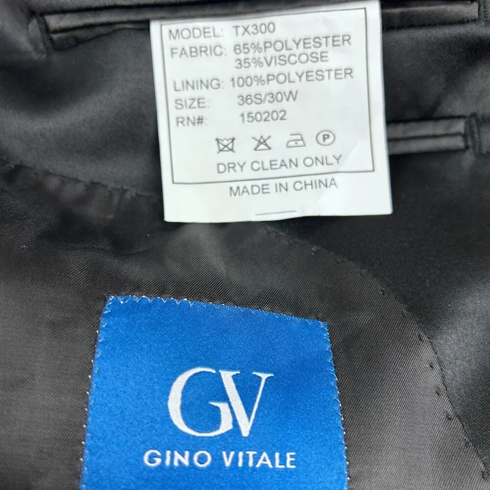 GV Gino Vitale Men's Black TX300 Slim Fit Tuxedo Suit Jacket Size 36S Short